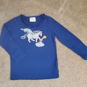 Hannah Andersson Blue Cotton Long Sleeve Pegasus T Shirt Girls Size 100 US 4